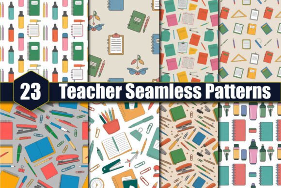 23 Teacher Seamless Patterns for Creative Projects