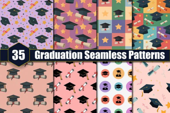 35 Graduation Seamless Patterns for Creative Projects