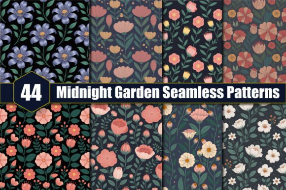 44 Midnight Garden Seamless Patterns: A Versatile Resource for Creative Projects
