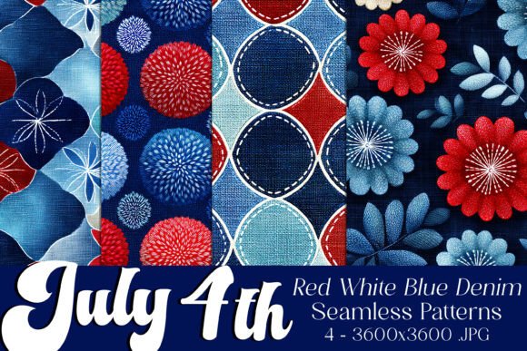 4th of July Geometric Seamless Patterns for Creative Projects