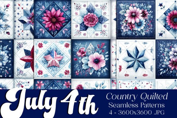 4th of July Quilt Theme Patterns S4: A Versatile Set for Creative Projects