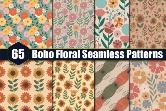 65 Boho Floral Seamless Patterns