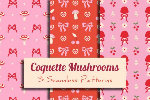 Coquette Mushrooms Seamless Patterns: A Playful Addition to Creative Workflows
