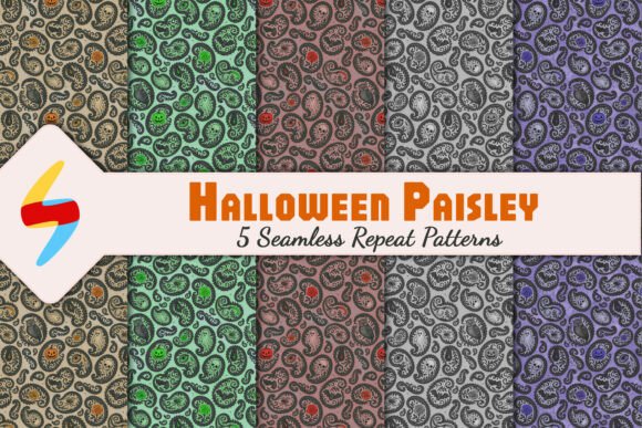Halloween Paisley Seamless Patterns: Spooky and Stylish Design Assets