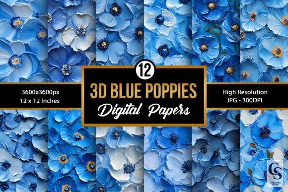 Impasto Painted Poppy Flower Patterns: Elevating Digital Creativity with Artistic Texture
