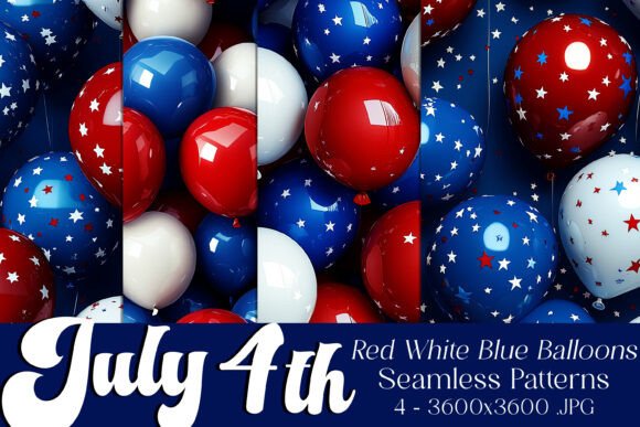 July 4th Balloons Seamless Patterns S3
