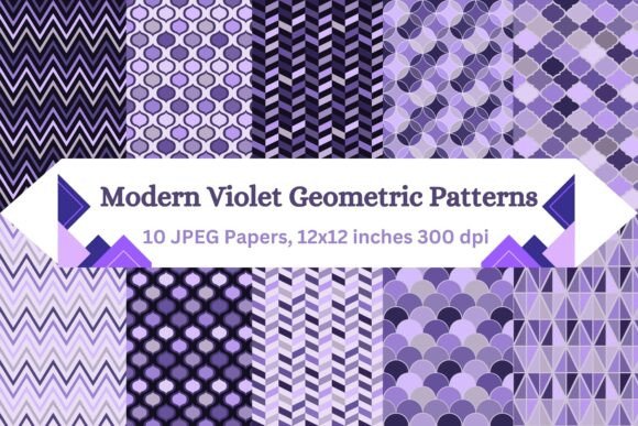 Modern Violet Geometric Patterns for Creative Projects