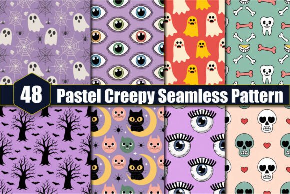 Pastel Creepy Seamless Patterns: A Unique Blend of Elegance and Intrigue for Creative Projects
