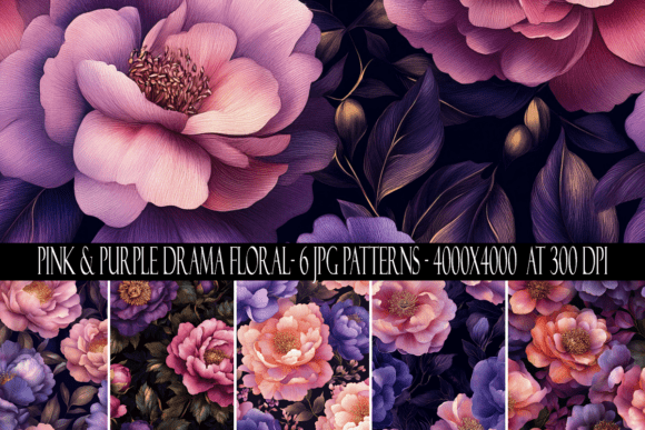 Pink and Purple Floral Drama Patterns