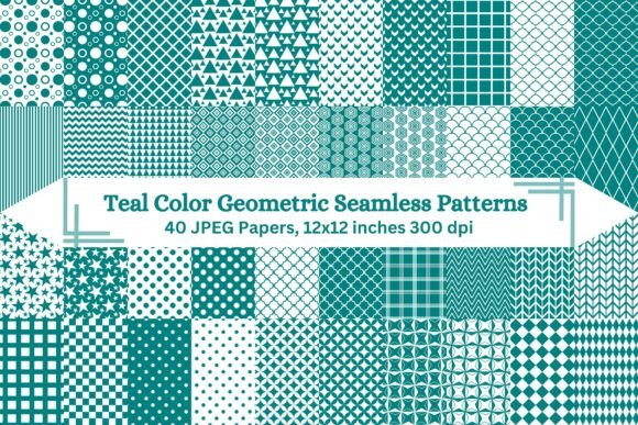 Teal Color Geometric Seamless Patterns: A Versatile Resource for Creative Projects