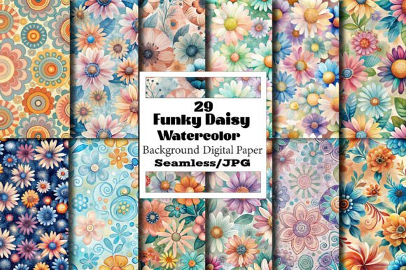 Unlock Your Creativity with Funky Daisy Watercolor Patterns and Seamless Designs
