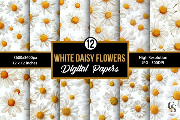 White Daisy Flowers Seamless Patterns: A Versatile Addition to Modern Creative Projects